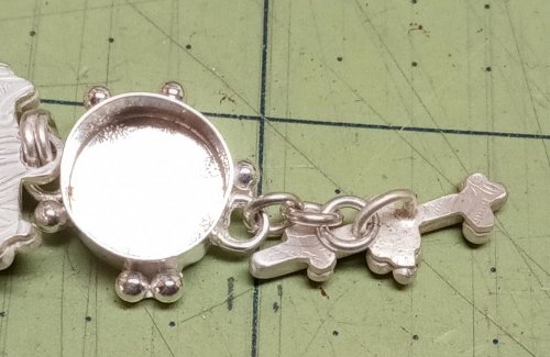 Judy Larson's Broken  AKA Bits and Pieces Dish Jewelry - , Metalwork, Filing, Finishing, Tumbling, Tumble, Tumbling Jewelry, Butane Torch, Soldering, Solder, Design, adjust bracelet length with smaller or larger jump rings